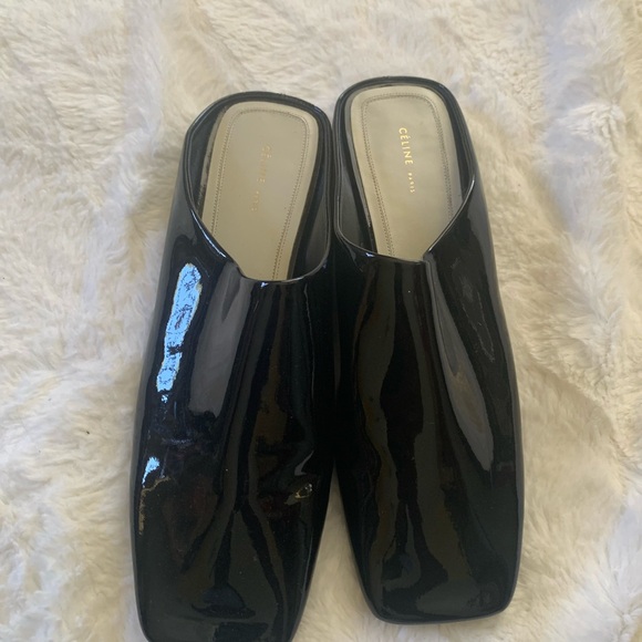 Celine Women's Black Patent Leather Mules - Picture 1 of 5